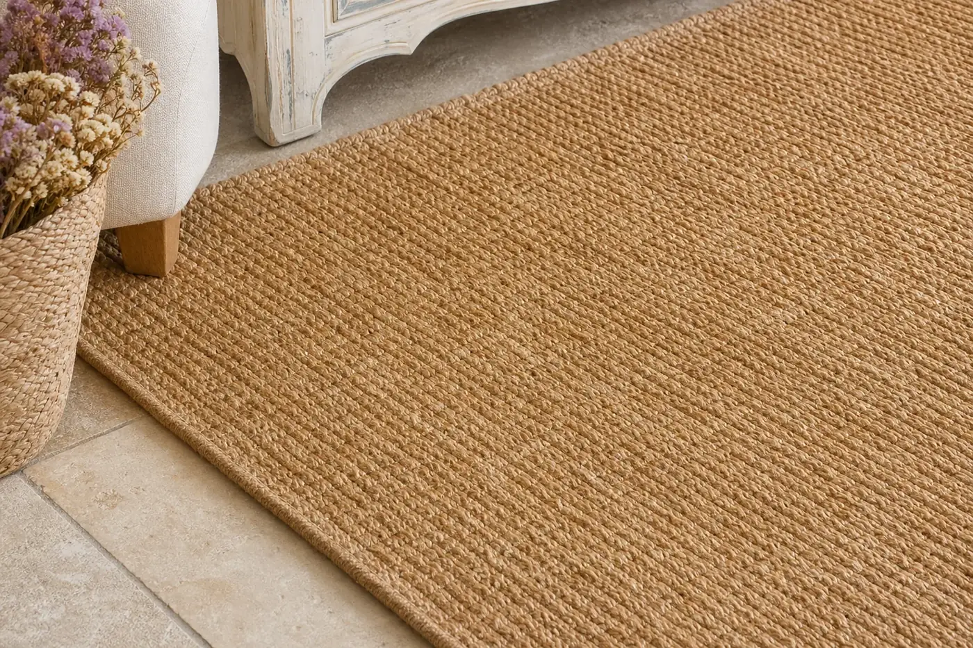 Tapis effet jute beige