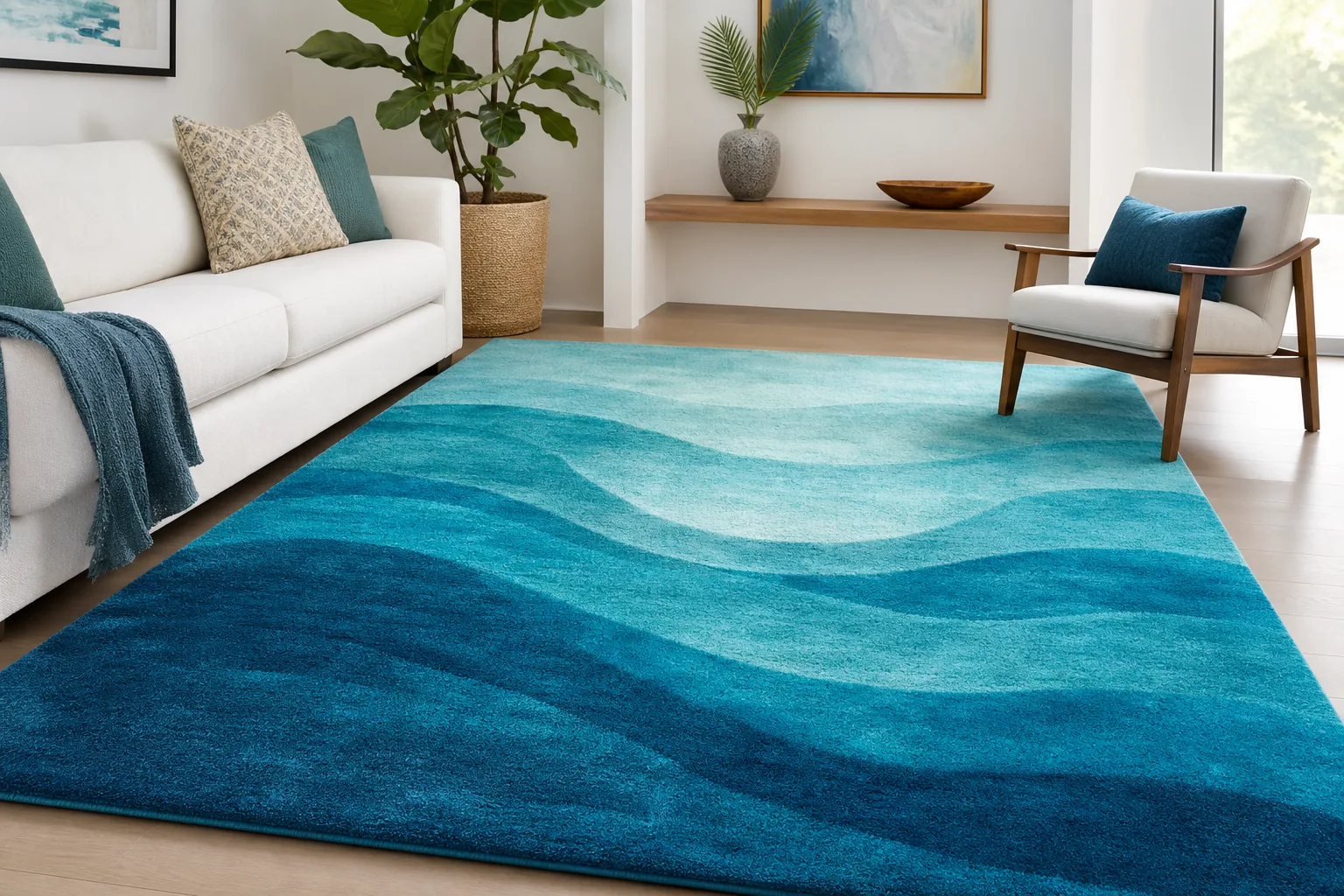 Tapis turquoise salon